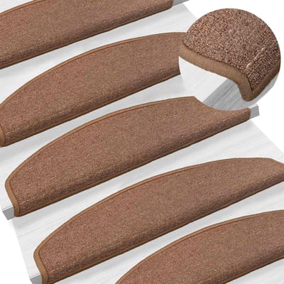 vidaXL - Zelfklevende - trapmatten - 15 - st - 80 - x - 24,5 - x - 3,5 - cm - Bruin