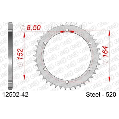 Stalen tandwiel Afam 520 42 dents