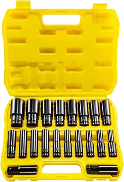 Diepe dopsleutelset - Gereedschap set - Mechanisch onderhoud - Zeskant grip ontwerp - 8 tot 32 mm - Zwart