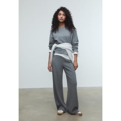 Stradivarius Gebreid T-shirt met ronde hals  Donkergrijs XS