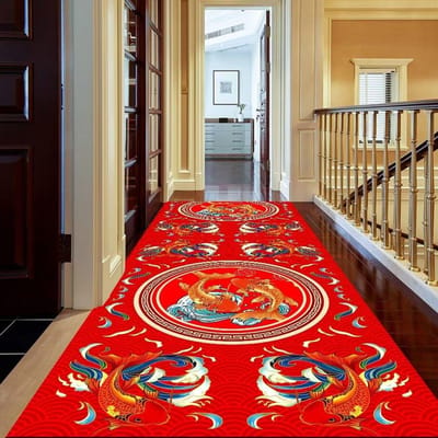 Wasbaar Chinees Rood Gangtapijt Lang Gangtapijt Antislip Woonkamer Keuken Gang Loper Tapijt Hotel Huisdecoratie Mat 80X200cm