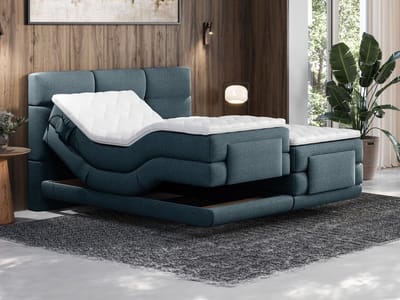 Vente-unique Boxspringbed stof blauw 2 x 80 x 200 cm