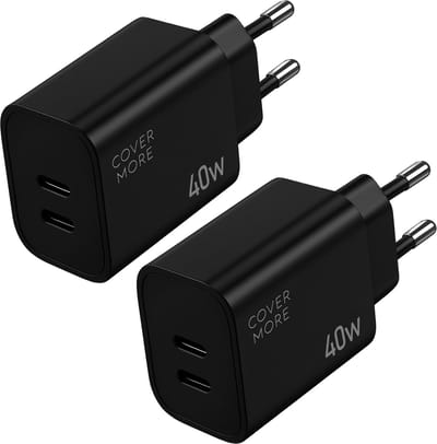 40w usb C adapter - Snellader - Geschikt voor iPhone 17 16 15 14 13 12 11 snel oplader - Klein - Met 2 poorten usb C - Zwart