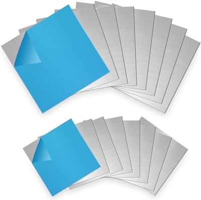 Set van 16 Aluminium Platen 100 x 100 x 1 mm en 150 x 150 x 0.5 mm met Beschermfolie, Ideaal voor Modelbouw, Beurzen en Creatieve Projecten