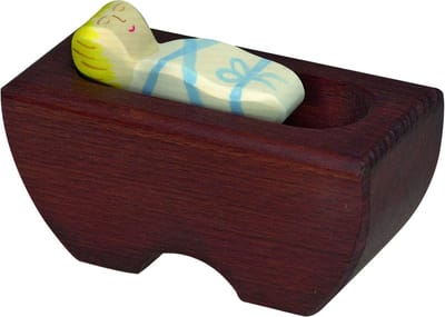 HOLZTIGER Kerstmis - Kindje Jezus Wit - 11X3X8Cm - Houten Figuur - Handgemaakt