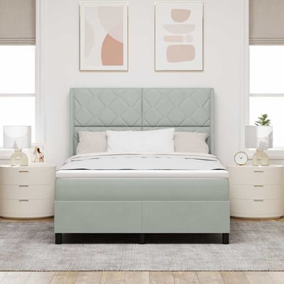 vidaXL - Boxspring - bed - met - hoofdeinde - Lichtgrijs - 140 - x - 190 - cm - Fluweel