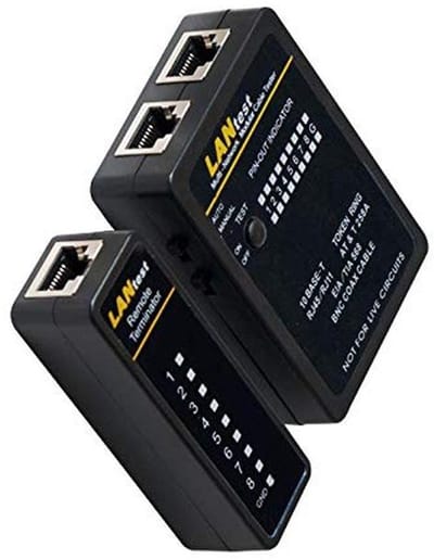Kabeltester - Netwerktester - Netwerk Installatie - Met Afstandsbediening - 14 x 10 x 2 cm - Grijs