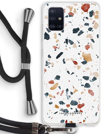 Case Company® - Hoesje met koord geschikt voor Samsung Galaxy A51 4G hoesje met Koord - Terrazzo N°4 - Telefoonhoesje met Zwart Koord - Bescherming aan alle Kanten en Over de Schermrand