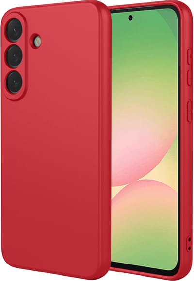MobyDefend Hoesje - Geschikt voor Samsung Galaxy A57 - Matte Siliconen Backcover - Framboosrood
