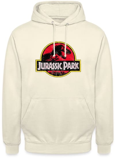 Jurassic Park Klassiek Logo In Rood Met T-Rex Hoodie Unisex