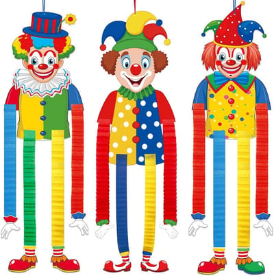 Clown Decoratie Set - 3 Stuks - Hangende Clown Garland - Creatieve DIY Decoratie voor Kinderfeestjes - ShopVlot