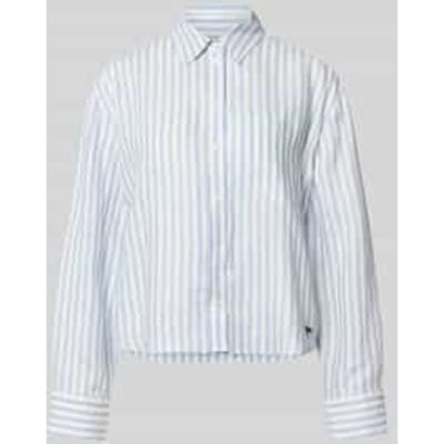 boxy fit linnen blouse met all-over motief model 'ALBATRO'