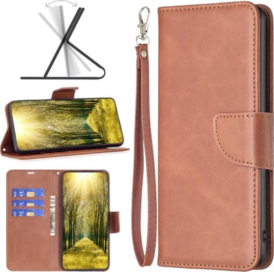 MobyDefend Hoesje - Geschikt voor Motorola Moto G22 - Wallet Book Case Met Koord - Bruin