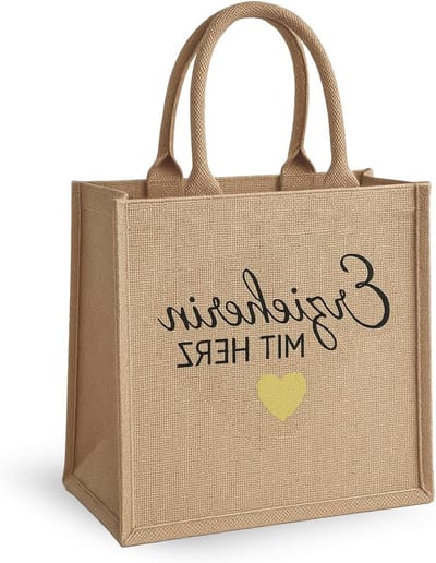 Gepersonaliseerd afscheidscadeau voor opvoeder, jute tas met hart, uniek cadeau voor kleuterschool en kinderdagverblijf
