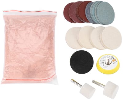 Dailygoods - Slijpschijven Polijstset - Verwijdert Krassen van Glas - Ceriumdioxide - Vilt Polijstwielen - Voor Cirkelrollen - Compleet met Schuurpapier