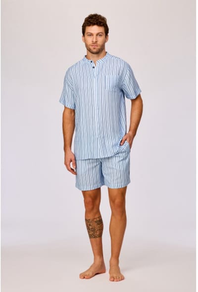 Woody Heren Pyjama Streep Blauw Blauw XXL