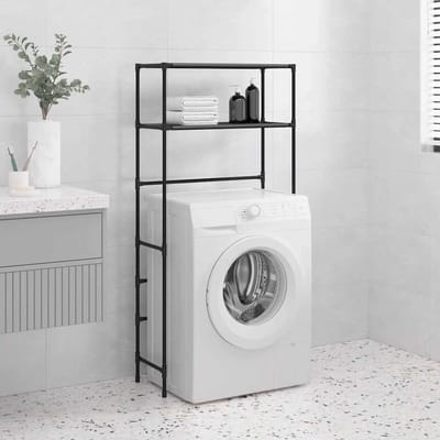 vidaXL - Wasmachinerek - 2-laags - 69x28x143 - cm - ijzer - zwart