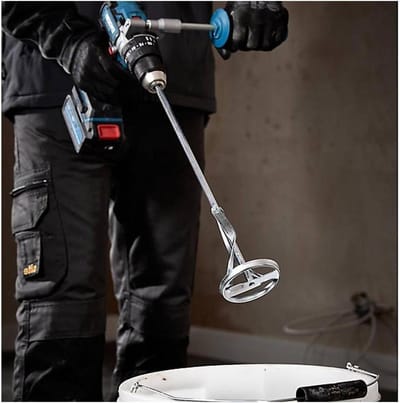 Mixer voor boor - Gipsmixer Betonmixer - Bouwklussen Klussen - Zeskant aansluiting - 80 x 400 mm - Zilverkleurig