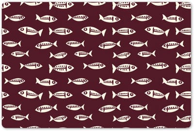 Placemats 45x30 cm - Placemat kunststof - 1 stuk - Vissen - Grafisch - Patroon - Donker - Borden onderleggers - Decoratie voor op tafel - Keuken tafeldecoratie accessoires - Vinyl onderlegger - Tafelversiering
