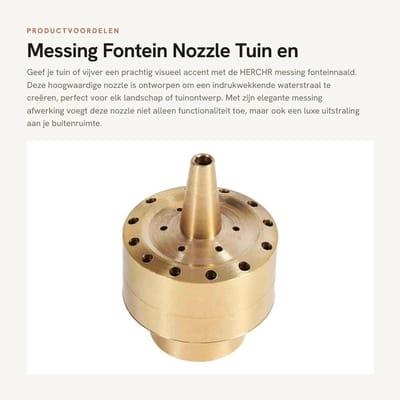 Dailygoods- Fonteinmondstuk Gemaakt van Messing - Waterstraal Spuitkop - Tuin Fontein - Decoratie - Erosiebestendig - 15.5-17.5cm Kopomtrek