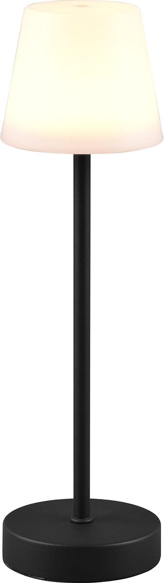LED Tafellamp met Oplaadbare Batterijen - Trion Marty - 2.2W - Aanpasbare Kleurtemperatuur - Dimbaar - Spatwaterdicht IP44 - Rond - Zwart