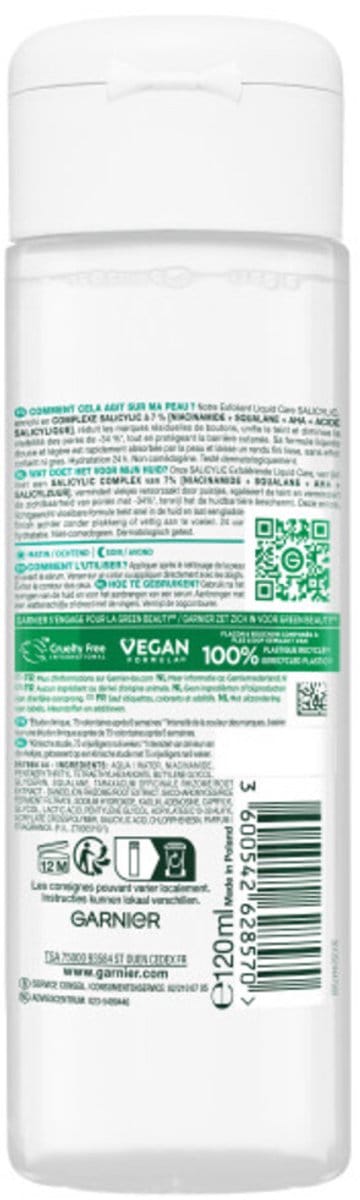 Garnier PureActive Exfoliërende Liquid Care Salicylic - 6 x 120 ml - Voordeelverpakking