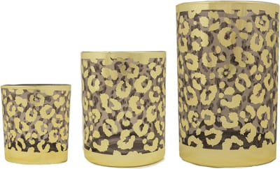 *Theelichthouder luipaard stippen goud large 18cm*