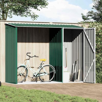 Unité de stockage de bois de chauffage de jardin Verte 245 x 98 x 159 cm Acier Galvanisé