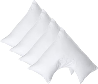 Homescapes Percale Katoen V-Kussensloop Set van 4 - Wit - 100% Egyptisch Katoen - 200TC - 38 x 76 cm