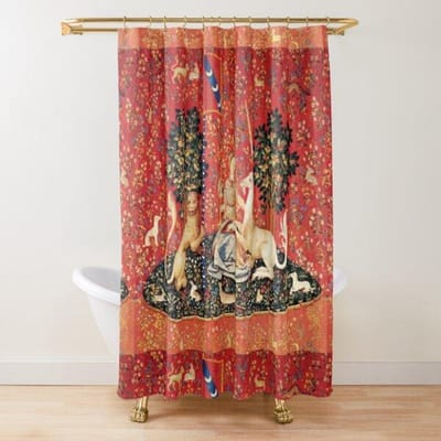 Middeleeuwse Hertenjacht Scène Douchegordijn Dames en Honden Antiek Douchegordijn Dieren Retro Vintage Badkamer Gordijnen Set W90xH180cm