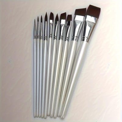 10 stuks Professionele Gezichtsschilderij Kwastenset voor Podium Make-up - Nylon Borstelharen, Bloem- & Koepelvormige Punten gray