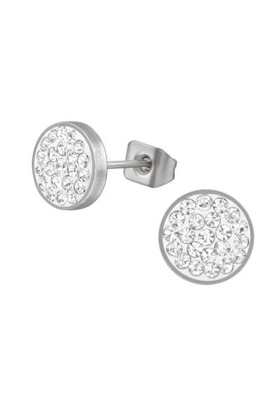 Ronde 8 mm Oorstekers van Hoogglans Chirurgisch Staal met Kristal