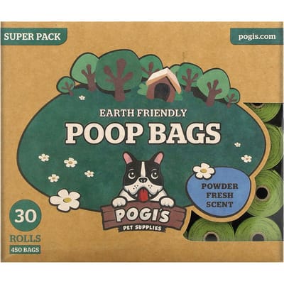 Pogi's Pet Supplies, milieuvriendelijke kattenbakzakken, poedervers, 30 rollen, 450 zakken beige