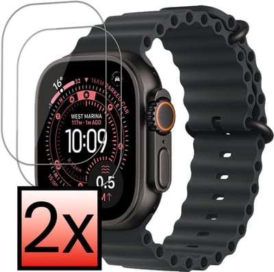 Screenprotector - 2 Stuks - Geschikt voor Apple Watch Ultra 3 (49 mm) - Extra Sterk - Tempered Glass - Gehard Glas - Beschermglas Screen Cover - Bescherm Protector voor Smartwatch