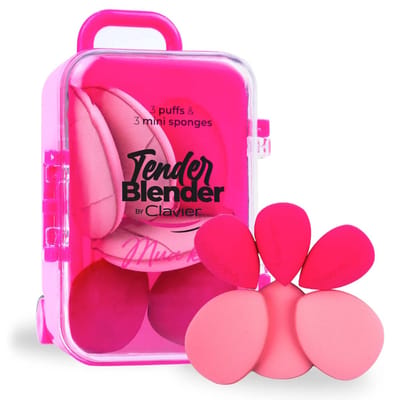 Clavier Beauty Blender & Powder Puff - 6 Stuks - Rose - 3 x Mini Powder Puff en 3 x Mini Beauty Spons