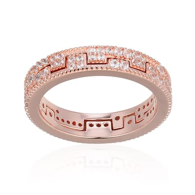 Cavill - Zilveren Ring Dames 925 Sterling Zilver Roséverguld - Nigeriaanse Zirkoon 0,56 ct Pavé - Modieuze Feestelijke Bandring Zirkonen