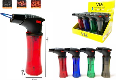 Crème Brûlée Brander set van 12 stuks Jet Flame lighter - barbecue aanstekers - krachtige turbo wind aansteker - Merk VIO