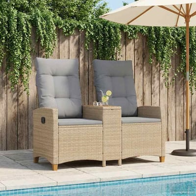 vidaXL - Ligbank - met - Tafel - 2 - -Seater - 126 - x - 65 - x - 112 - cm - poly - rattan