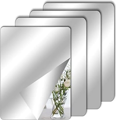 Set van 4 zelfklevende spiegelstick-on-spiegel, 30 x 20 cm, acryl spiegel, schoolspiegels, flexibele spiegelvellen, spiegelstickers voor muur, school, thuis, woonkamer, badkamer