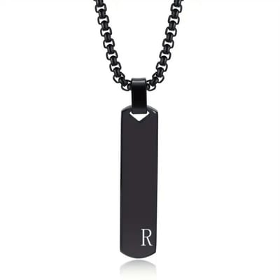 Livano Ketting - Heren - Staal - Nep zilver - Met Hanger - Zwart - R