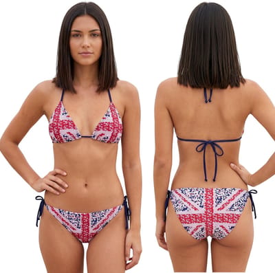 Tweedelig dameszwempak, voor het zwembad, voor het strand, zwempak, bikini met vlagmotief, M