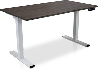Zit-sta bureau elektrisch verstelbaar - MRC COMFORT NEN-EN 527 | 120 x 80 cm | frame wit - blad bruin eiken