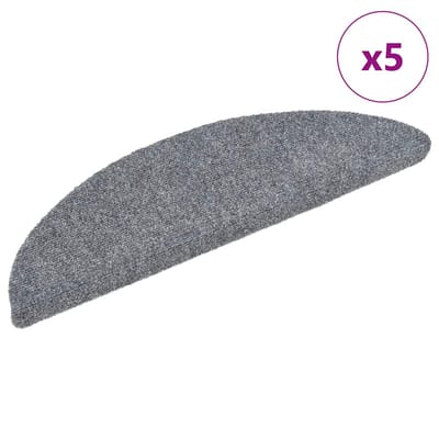 vidaXL - Trapmatten - Zelfklevend - 5 - stuks - 56x17x3 - cm - Lichtgrijs - Halfrond