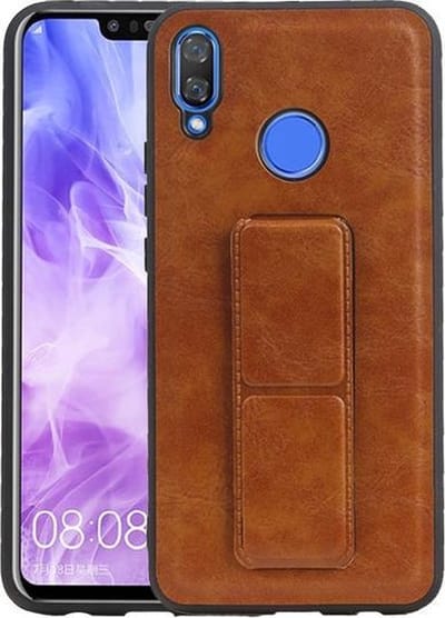 Grip Stand Hardcase Backcover voor Huawei Nova 3 Bruin
