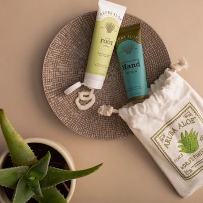 Aruba Aloe Hand & Voet Travel Duo | Verzachten & hydrateren | Droge huid | Pure Aloë Vera