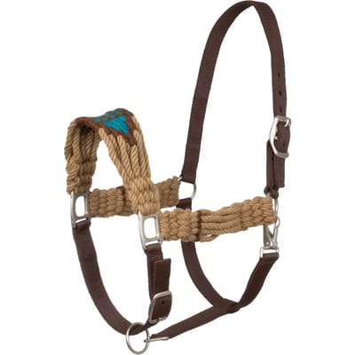 Halsband voor paard van leer met koorddecoratie Pool's
