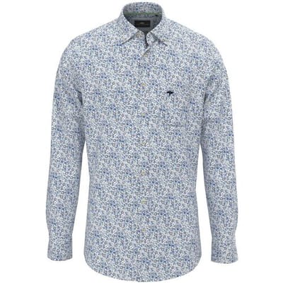 Fynch-Hatton Overhemd Mini Flower Pattern Button-Down Strong Blue-Blue / male