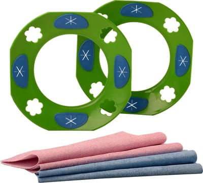 2x Washplate + 4x Microvezeldoekje Vaatwasser (Dubbele Set. Groen)