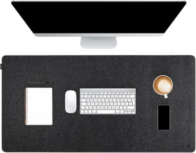 Famanu – Bureauonderlegger - vilten onderlegger voor schrijftafel - muismat - groot formaat - grijs - beschermt bureaublad - antislip en duurzaam - geschikt voor kantoor of thuis