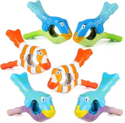 Cocoplus -Handdoekklemmen - Strandstoel - Cartoon - Kunststof - Wasknijpers - Strandhanddoek - Badhanddoek - Tapijt - Geschikt voor Strandstoelen - Groot formaat - 6 stuks